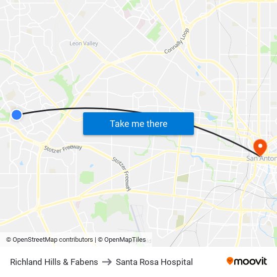 Richland Hills & Fabens to Santa Rosa Hospital map