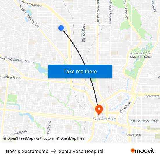 Neer & Sacramento to Santa Rosa Hospital map