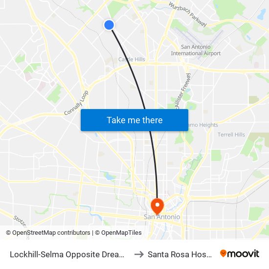 Lockhill-Selma Opposite Dreamland to Santa Rosa Hospital map