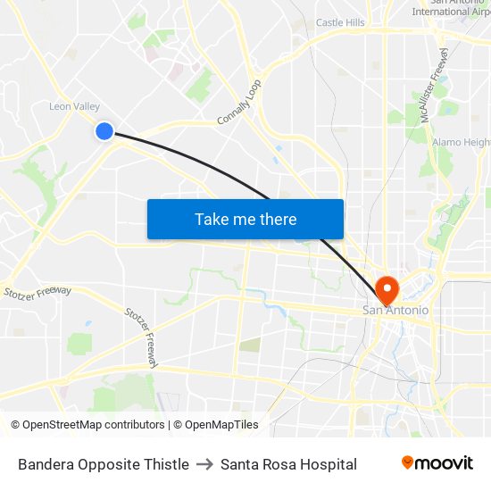 Bandera Opposite Thistle to Santa Rosa Hospital map