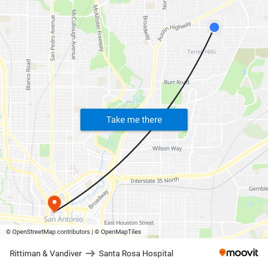 Rittiman & Vandiver to Santa Rosa Hospital map