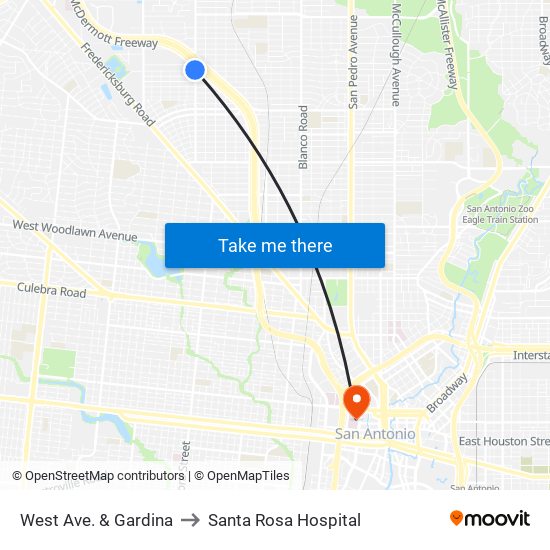 West Ave. & Gardina to Santa Rosa Hospital map