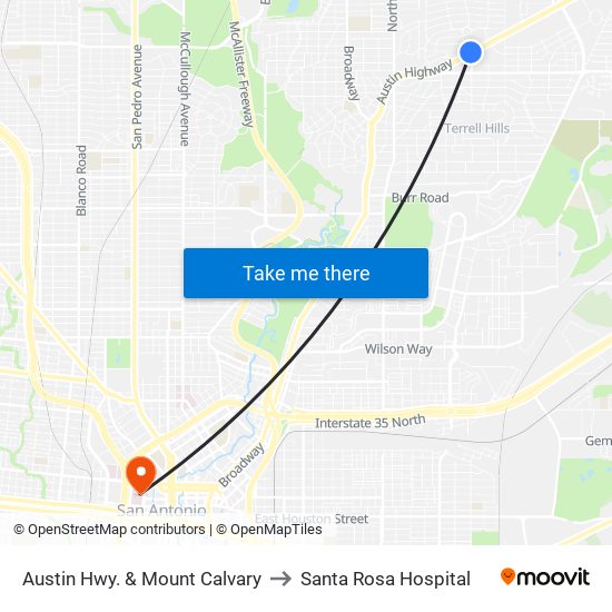 Austin Hwy. & Mount Calvary to Santa Rosa Hospital map