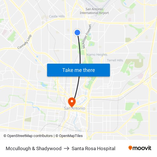 Mccullough & Shadywood to Santa Rosa Hospital map