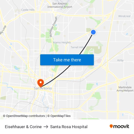 Eisehhauer & Corine to Santa Rosa Hospital map