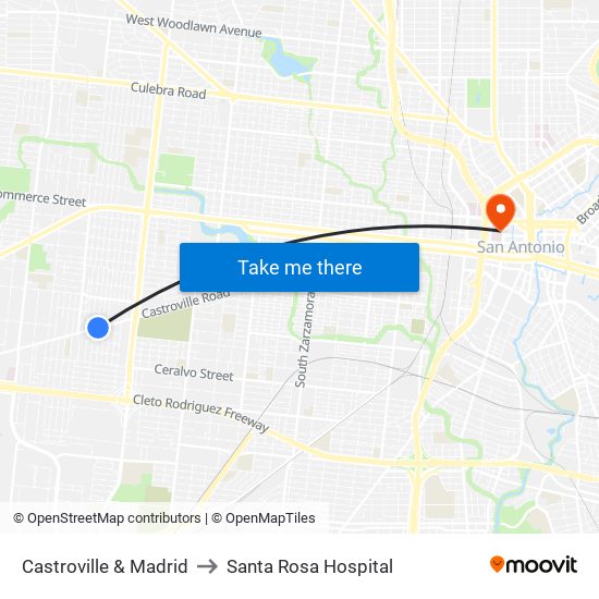 Castroville & Madrid to Santa Rosa Hospital map