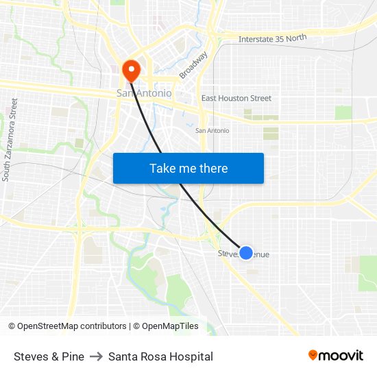 Steves & Pine to Santa Rosa Hospital map