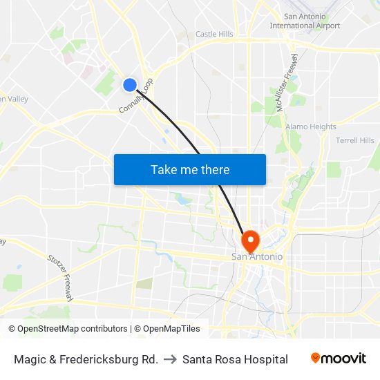 Magic & Fredericksburg Rd. to Santa Rosa Hospital map