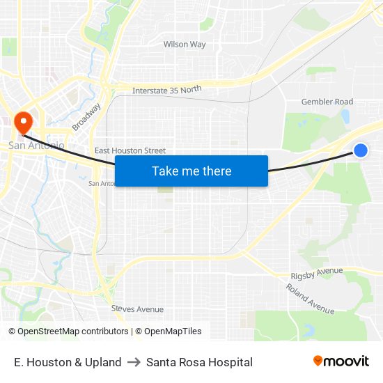 E. Houston & Upland to Santa Rosa Hospital map