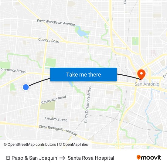 El Paso & San Joaquin to Santa Rosa Hospital map