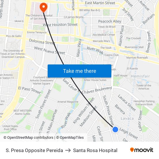 S. Presa Opposite Pereida to Santa Rosa Hospital map