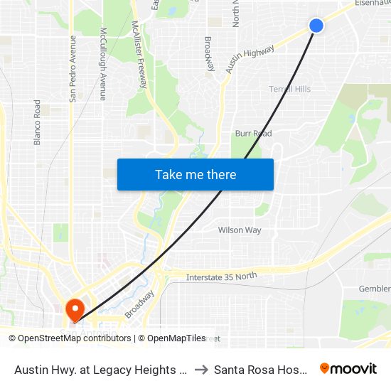 Austin Hwy. at Legacy Heights Apts to Santa Rosa Hospital map