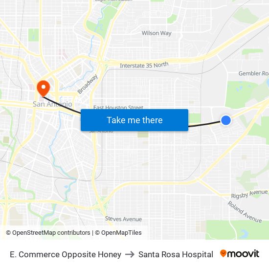 E. Commerce Opposite Honey to Santa Rosa Hospital map