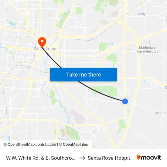 W.W. White Rd. & E. Southcross to Santa Rosa Hospital map