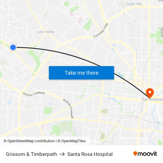 Grissom & Timberpath to Santa Rosa Hospital map