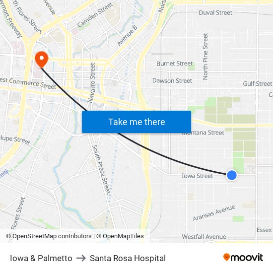 Iowa & Palmetto to Santa Rosa Hospital map