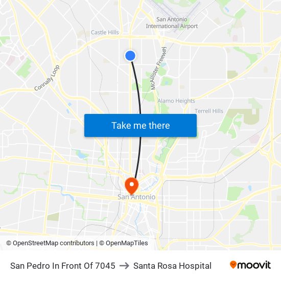 San Pedro In Front Of 7045 to Santa Rosa Hospital map