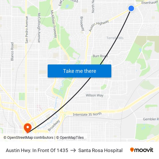 Austin Hwy. In Front Of 1435 to Santa Rosa Hospital map