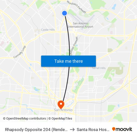 Rhapsody Opposite 204 (Rendezvous) to Santa Rosa Hospital map