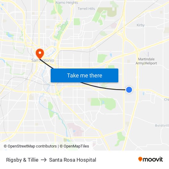 Rigsby & Tillie to Santa Rosa Hospital map