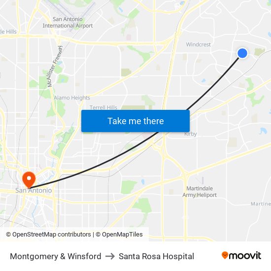 Montgomery & Winsford to Santa Rosa Hospital map