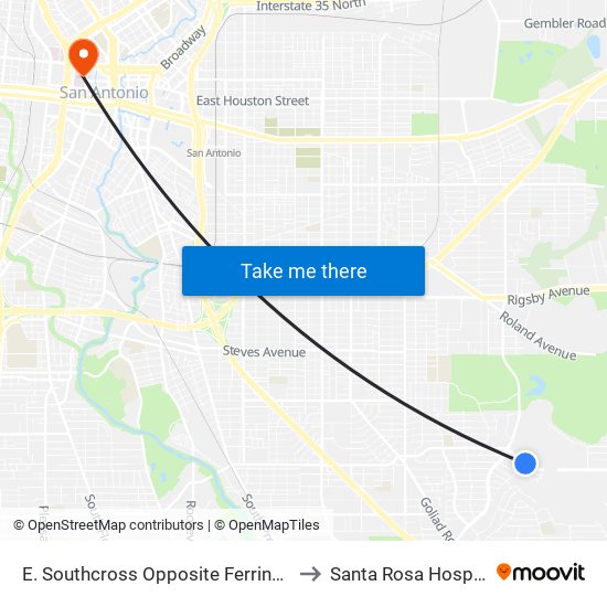 E. Southcross Opposite Ferrington to Santa Rosa Hospital map