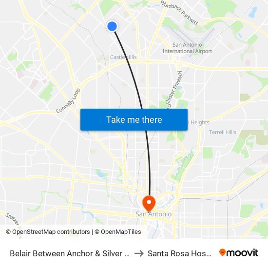 Belair Between Anchor & Silver Oaks to Santa Rosa Hospital map