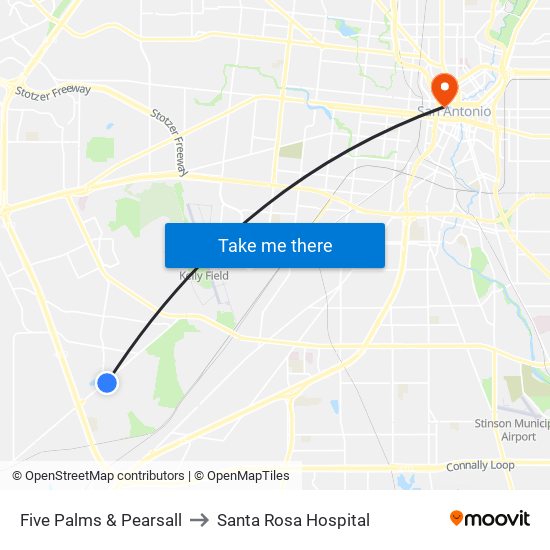 Five Palms & Pearsall to Santa Rosa Hospital map