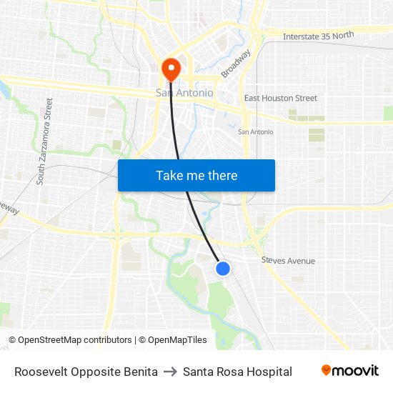 Roosevelt Opposite Benita to Santa Rosa Hospital map