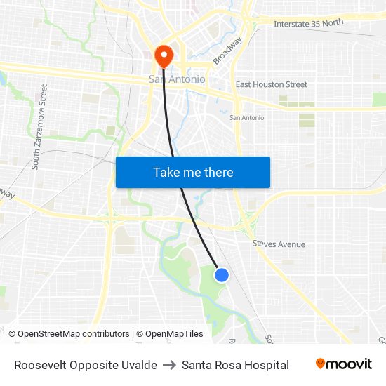 Roosevelt Opposite Uvalde to Santa Rosa Hospital map