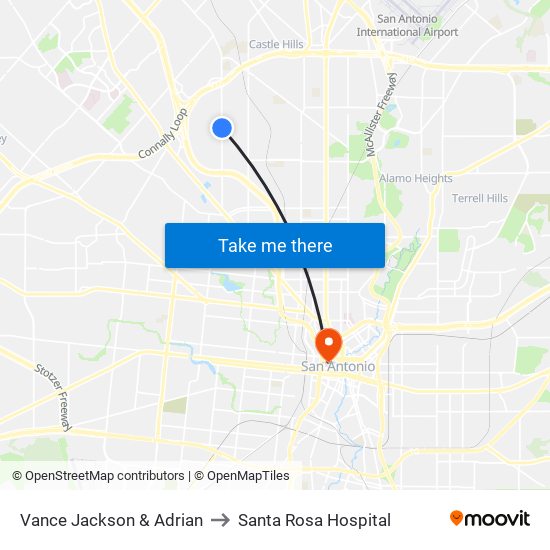 Vance Jackson & Adrian to Santa Rosa Hospital map