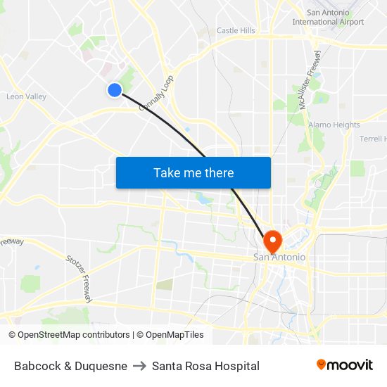 Babcock & Duquesne to Santa Rosa Hospital map