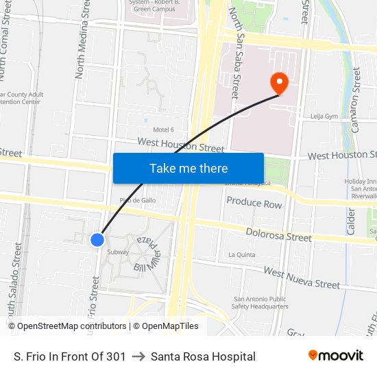 S. Frio In Front Of 301 to Santa Rosa Hospital map