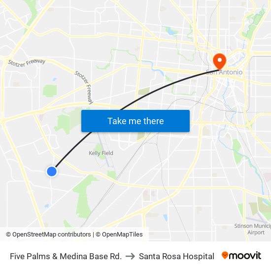 Five Palms & Medina Base Rd. to Santa Rosa Hospital map