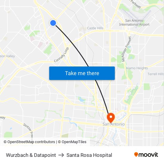 Wurzbach & Datapoint to Santa Rosa Hospital map