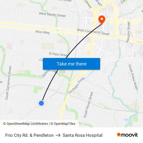 Frio City Rd. & Pendleton to Santa Rosa Hospital map