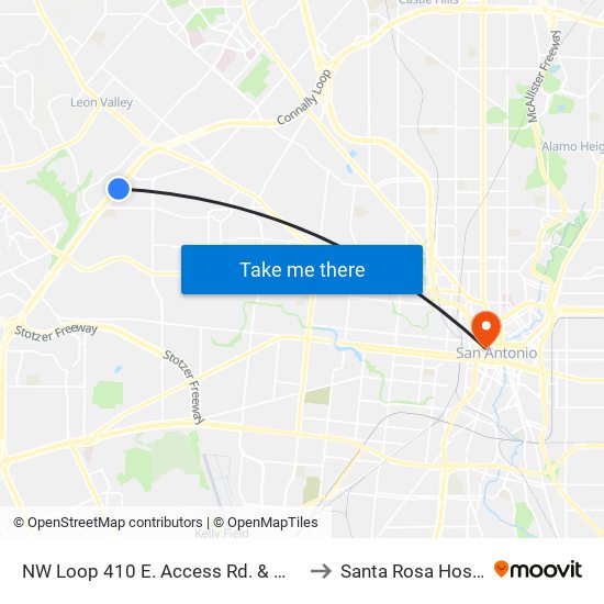 NW Loop 410 E. Access Rd. & Wigwam to Santa Rosa Hospital map