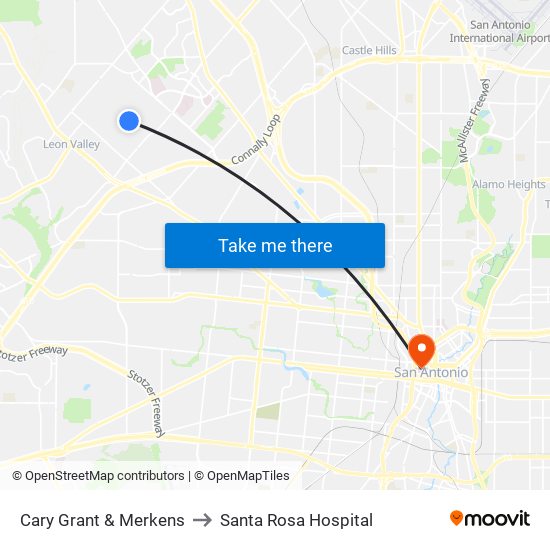 Cary Grant & Merkens to Santa Rosa Hospital map