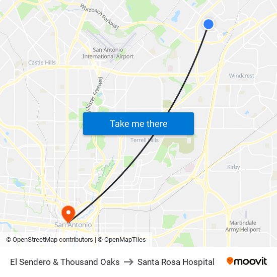 El Sendero & Thousand Oaks to Santa Rosa Hospital map