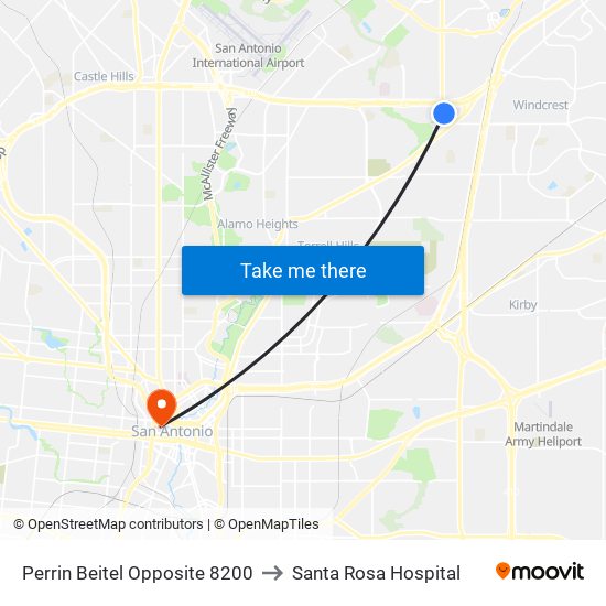 Perrin Beitel Opposite 8200 to Santa Rosa Hospital map