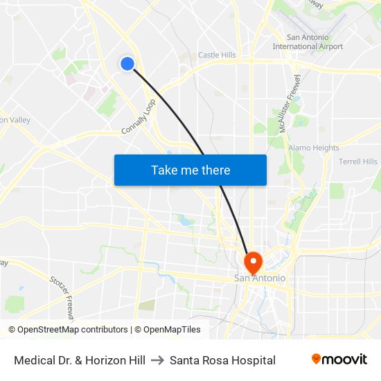 Medical Dr. & Horizon Hill to Santa Rosa Hospital map