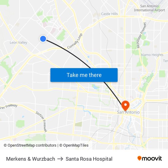 Merkens & Wurzbach to Santa Rosa Hospital map