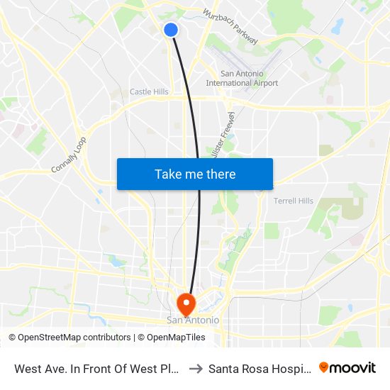 West Ave. In Front Of West Plaza to Santa Rosa Hospital map