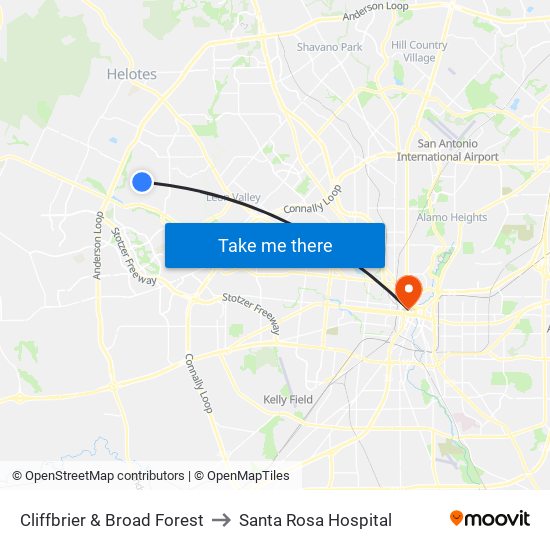 Cliffbrier & Broad Forest to Santa Rosa Hospital map