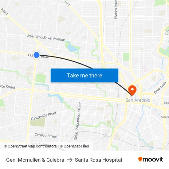 Gen. Mcmullen & Culebra to Santa Rosa Hospital map