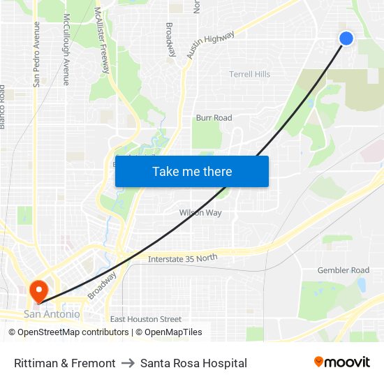 Rittiman & Fremont to Santa Rosa Hospital map