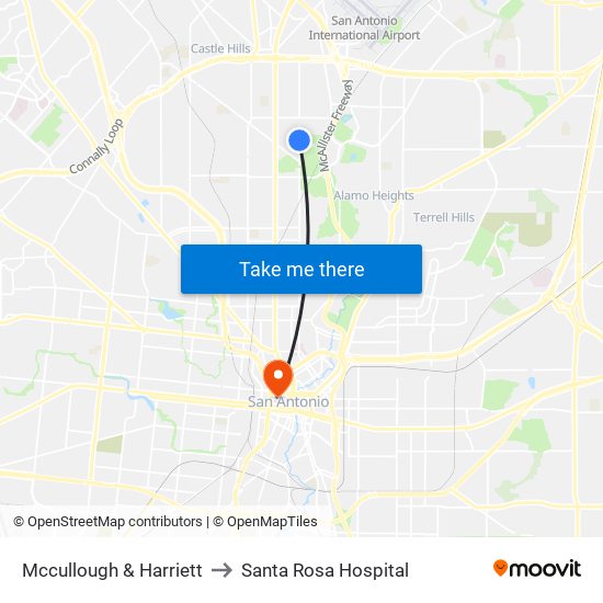 Mccullough & Harriett to Santa Rosa Hospital map