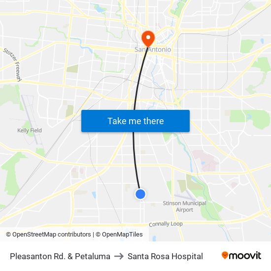 Pleasanton Rd. & Petaluma to Santa Rosa Hospital map