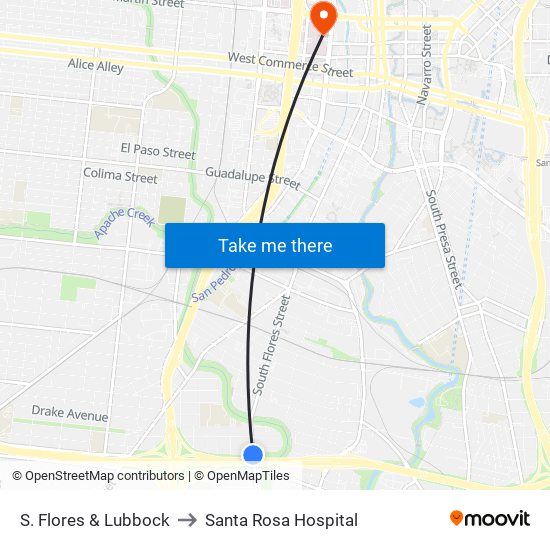 S. Flores & Lubbock to Santa Rosa Hospital map