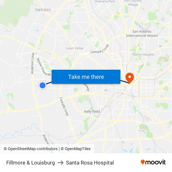 Fillmore & Louisburg to Santa Rosa Hospital map